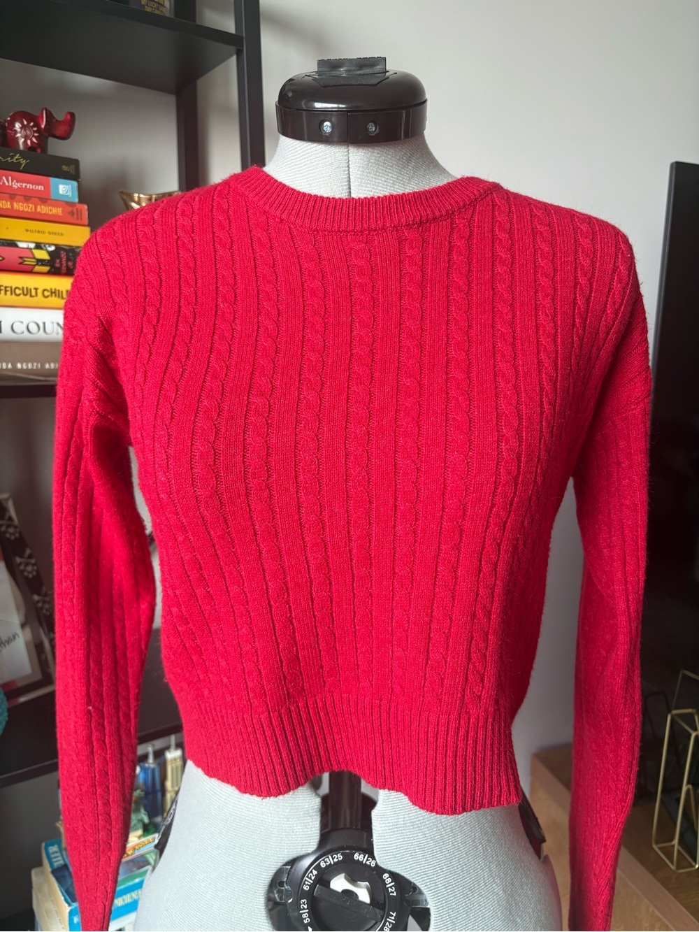 Ambiance Bright Red Cable Knit Crewneck Sweater